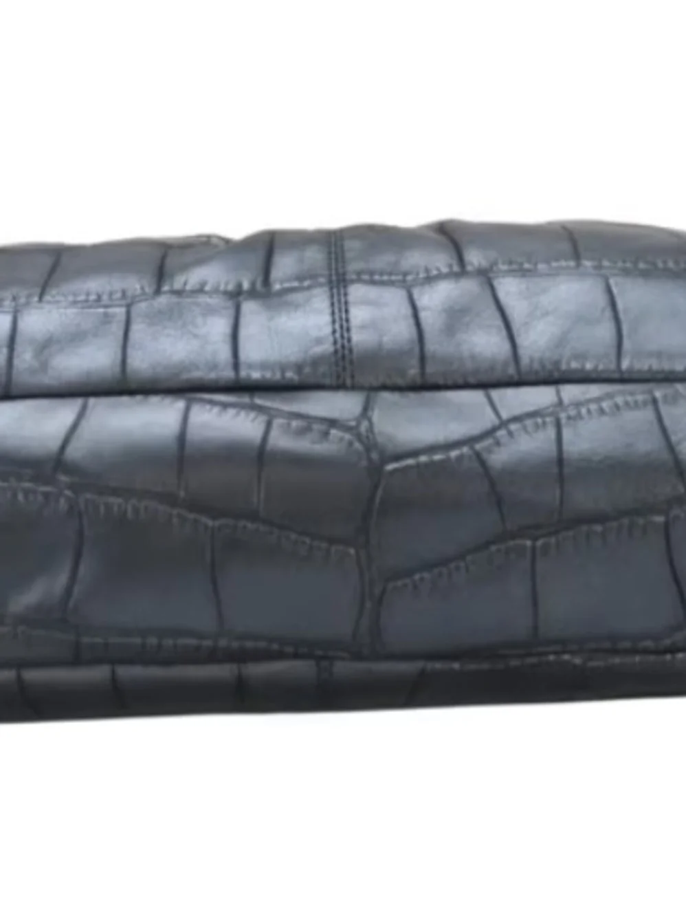 Coach Navy Grey leather Croc-Embossed Tote with Chain Handles